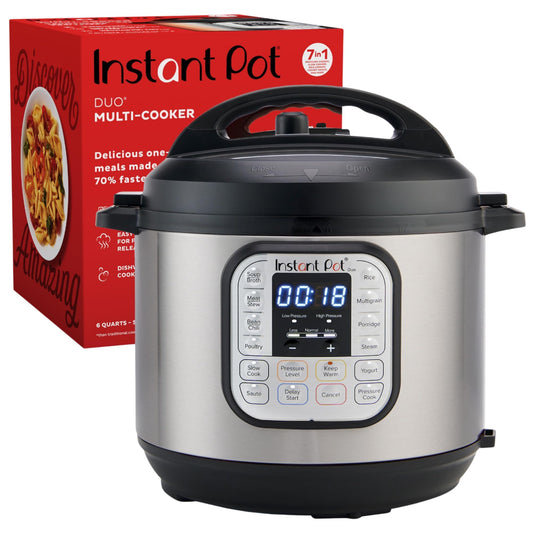 Instant Pot Duo 7-in-1 Electric Pressure Cooker, Slow Cooker, Rice, Steamer, Sauté, Yogurt Maker, Warmer & Sterilizer, Includes App With Over 800 Recipes, Stainless Steel, 6 Quart